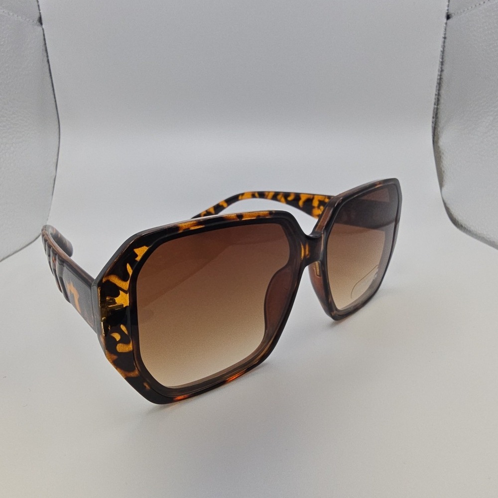 NEW Unbranded Oversized Tortoise‎ Shell Square Sunglasses Brown Gradient